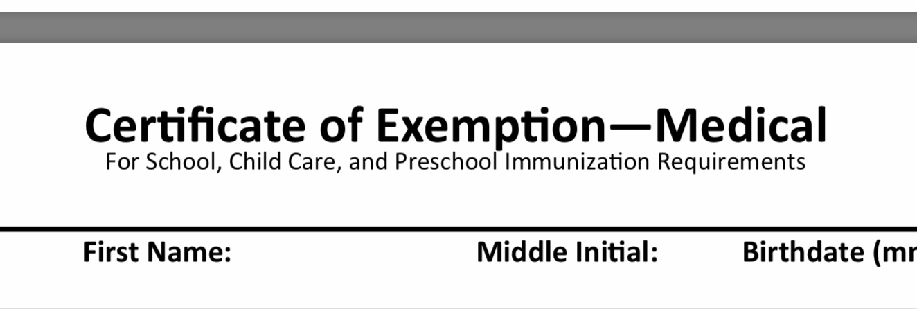 Certificate of Medical Exemption