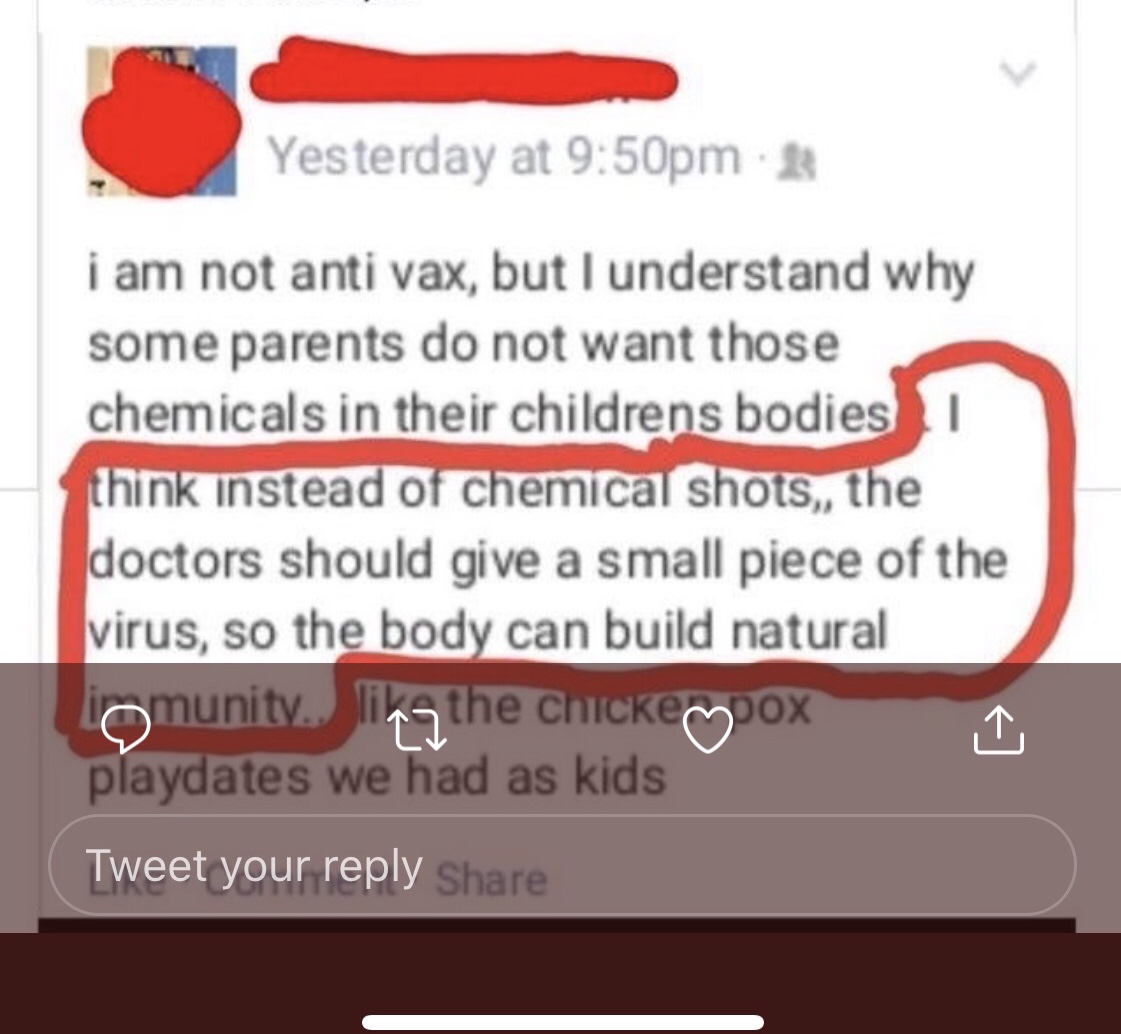 Tweet showing lack of vaccine understanding