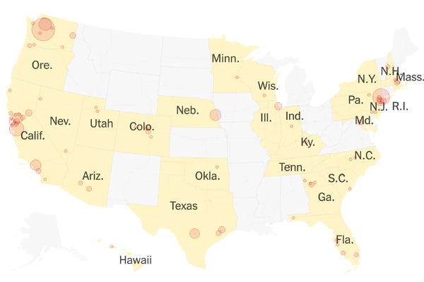 Coronavirus map of the US