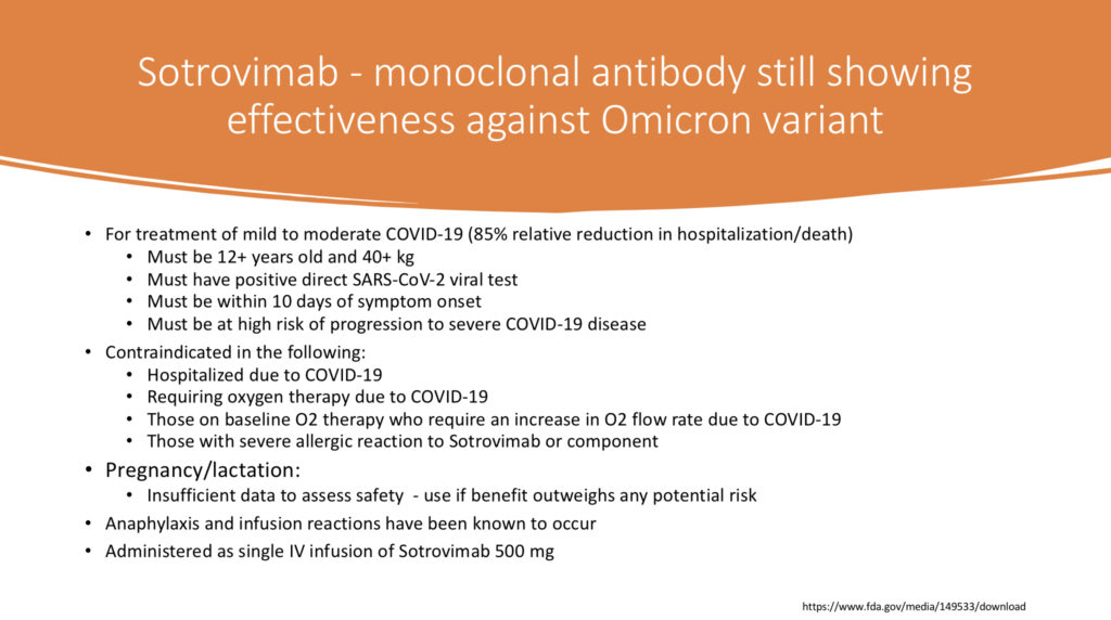 Sotrovimab monoclonal antibody therapy